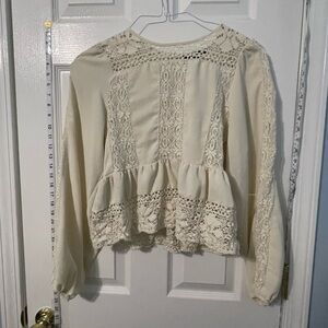Forever 21 Cream Lace Peplum Blouse